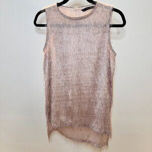 Zara Basic Collection Metallic Feathered Sleeveless Top
